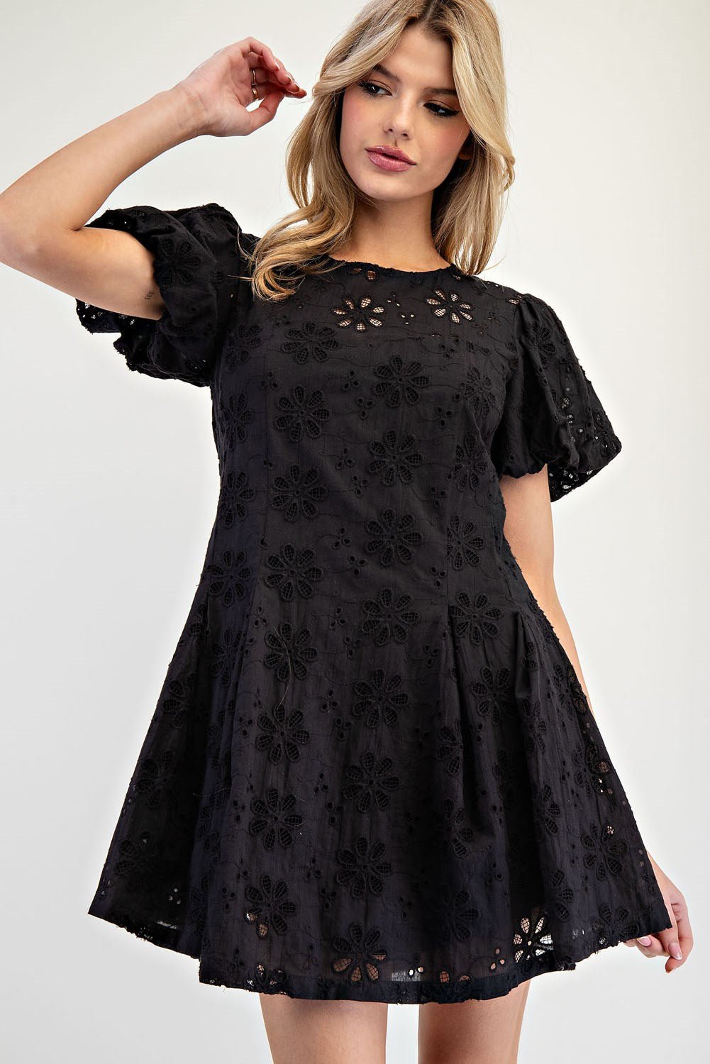 Lace Bubble Sleeve Mini Dress - Wild Azalea Boutique