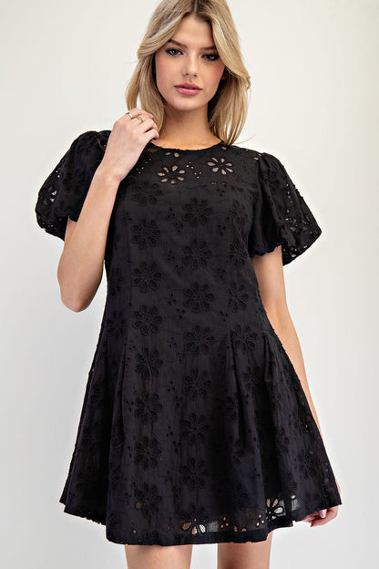Lace Bubble Sleeve Mini Dress - Wild Azalea Boutique