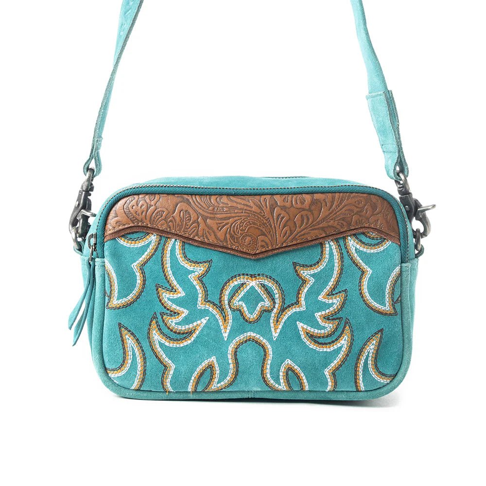 Leather Myra Shoulder Bag Turquoise - Wild Azalea Boutique