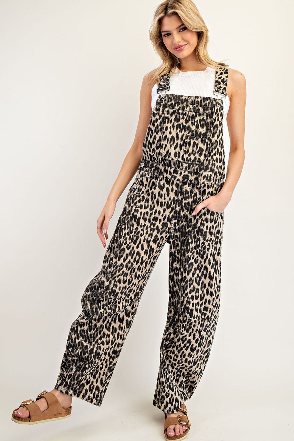 Leopard Printed Barrel Leg Jumpsuit - Wild Azalea Boutique