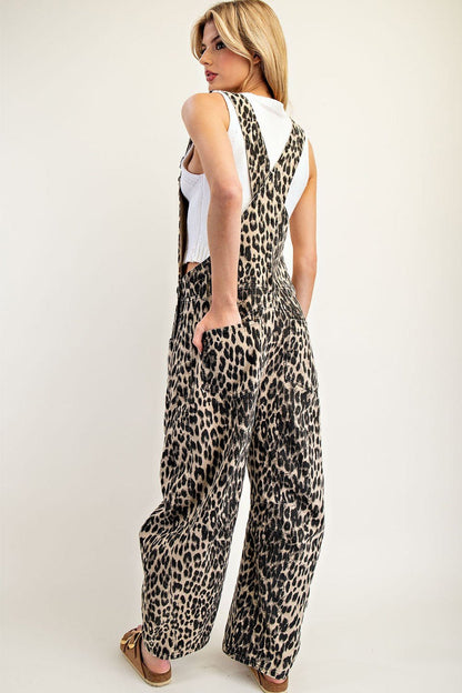 Leopard Printed Barrel Leg Jumpsuit - Wild Azalea Boutique