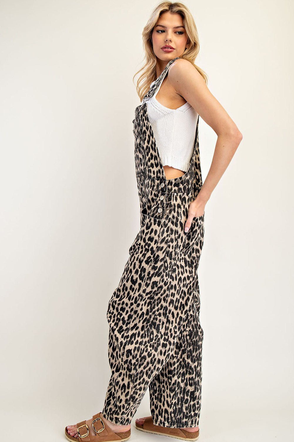 Leopard Printed Barrel Leg Jumpsuit - Wild Azalea Boutique