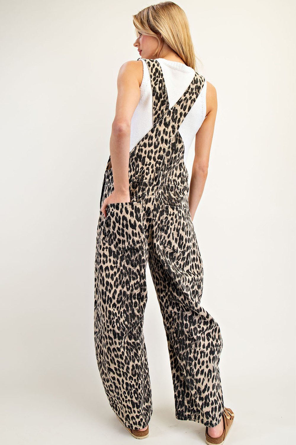 Leopard Printed Barrel Leg Jumpsuit - Wild Azalea Boutique