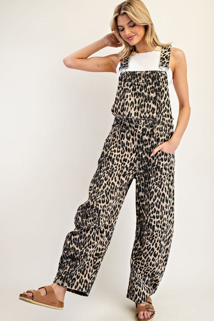 Leopard Printed Barrel Leg Jumpsuit - Wild Azalea Boutique