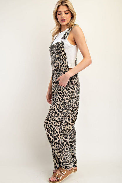 Leopard Printed Barrel Leg Jumpsuit - Wild Azalea Boutique