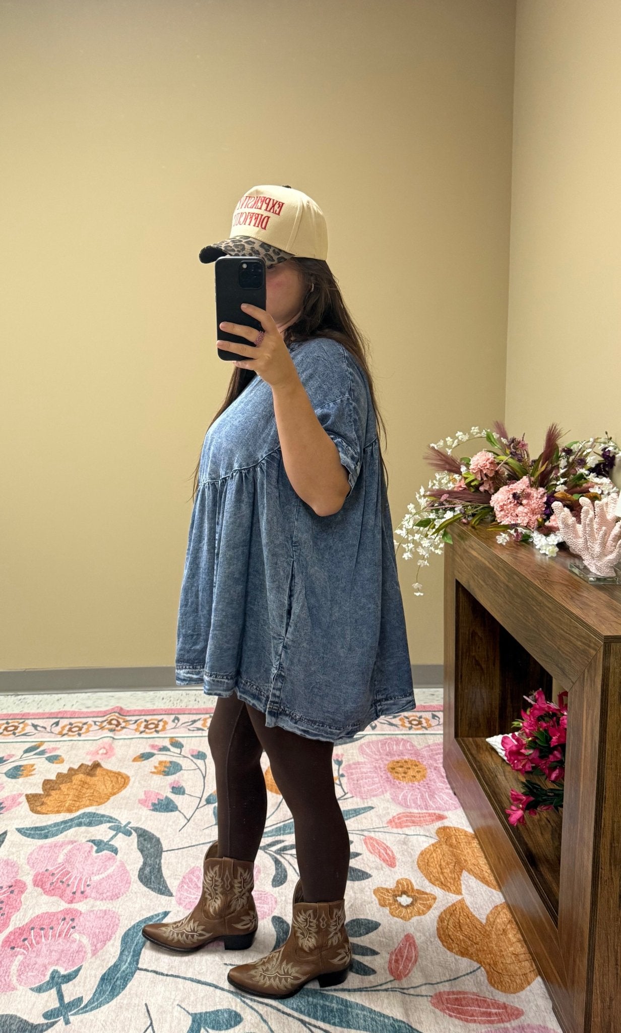 Light Wash Denim Oversized Peplum Top - Wild Azalea Boutique