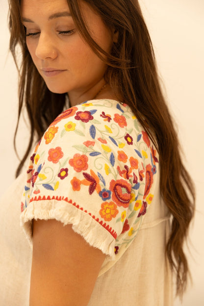 Linen Floral High Low Dress - Wild Azalea Boutique