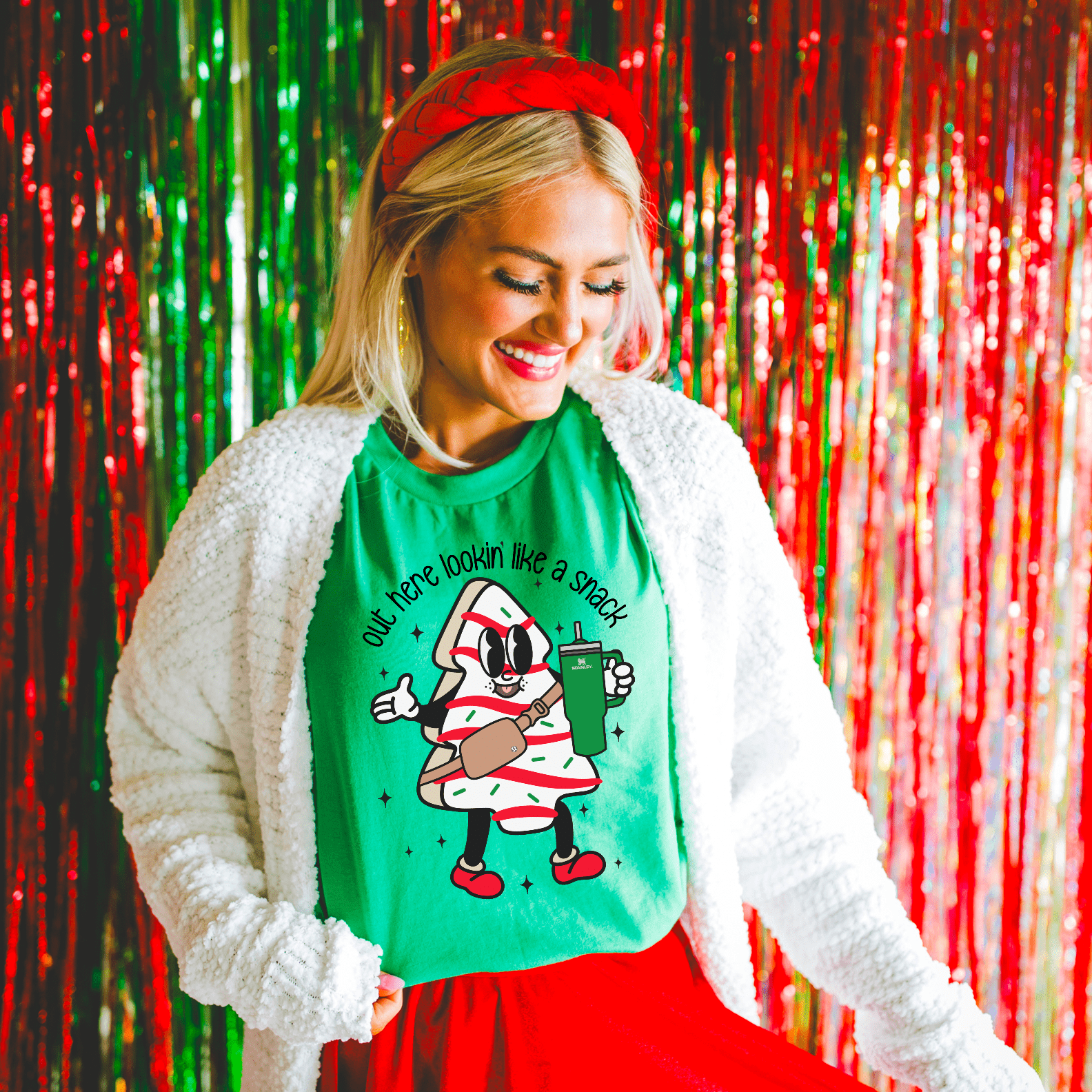 Out Here Lookin Like A Snack Christmas Graphic Tee - Wild Azalea Boutique