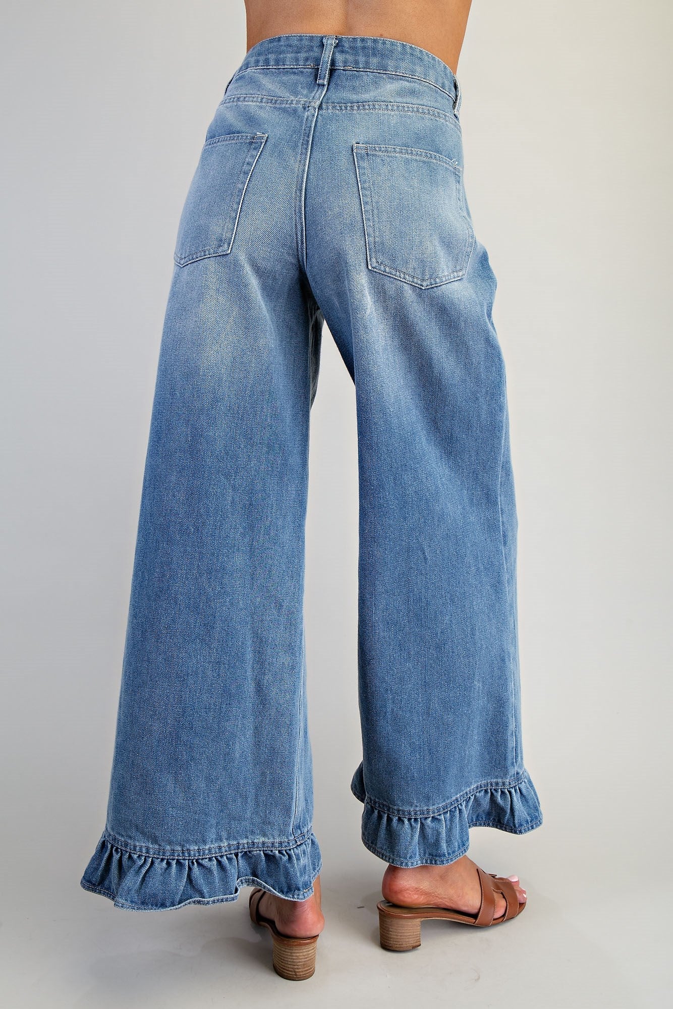 Mineral Washed Ruffle Hem Jeans - Wild Azalea Boutique