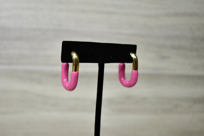 Pink and Gold Mini Hoops Earrings - Wild Azalea Boutique