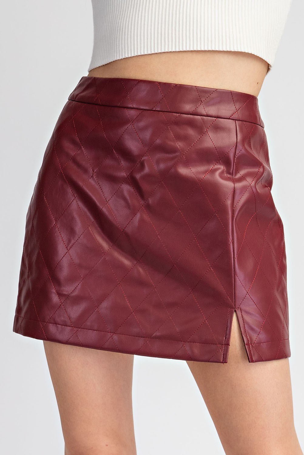 Quilted Pleather Mini Skirt - Wild Azalea Boutique