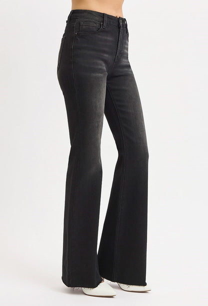 Risen High Rise Flare Raw Cut Hem Jeans - Wild Azalea Boutique