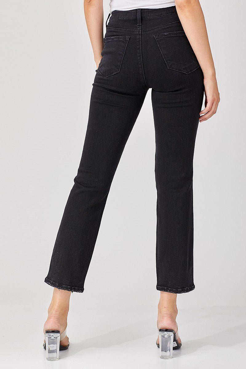Risen High Rise Straight Leg Ankle Legnth Relaxed Distressed Jeans - Wild Azalea Boutique