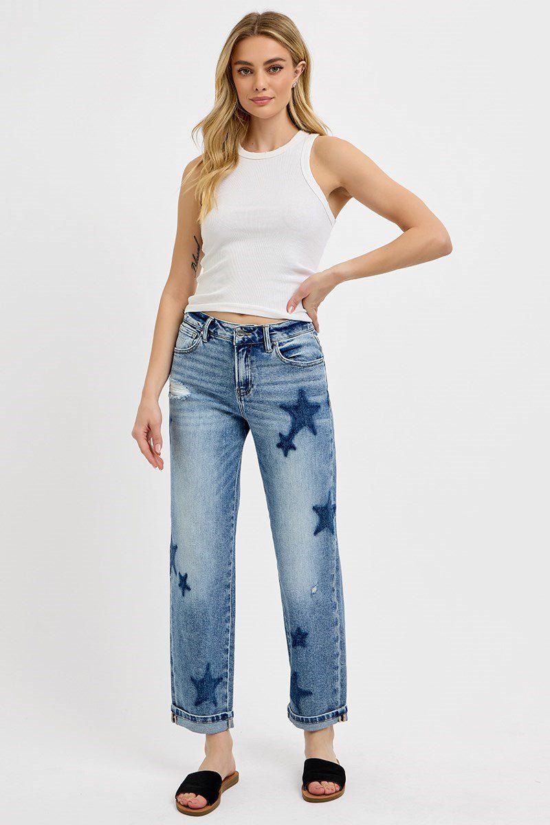 Risen Mid Rise Boyfriend Jeans - Wild Azalea Boutique