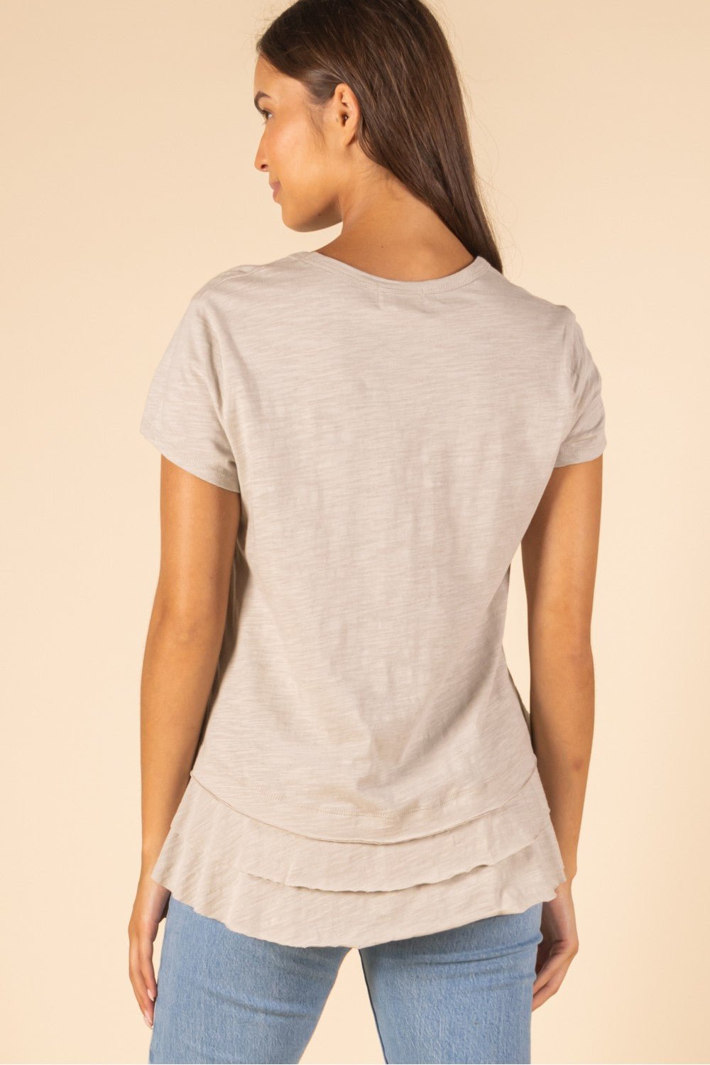 Cotton Tshirt Ruffle Layer Top - Wild Azalea Boutique