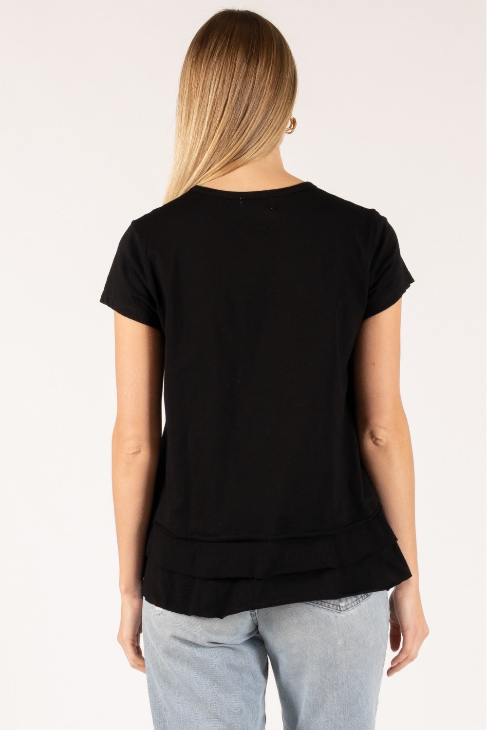 Cotton Tshirt Ruffle Layer Top - Wild Azalea Boutique