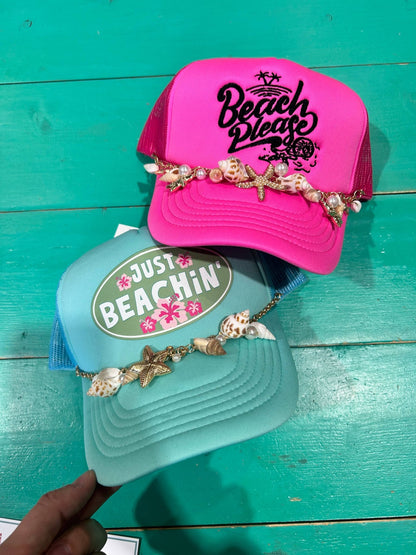 Seashell and Pearl Trucker Hat Chain - Wild Azalea Boutique