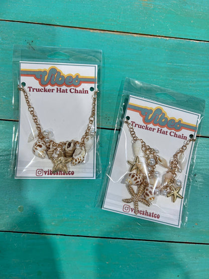 Seashell and Pearl Trucker Hat Chain - Wild Azalea Boutique