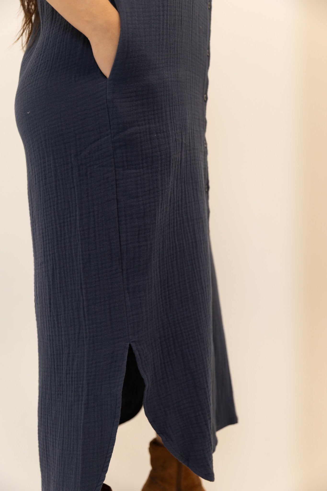 Short Sleeve Cotton Button - Up Midi Dress - Wild Azalea Boutique