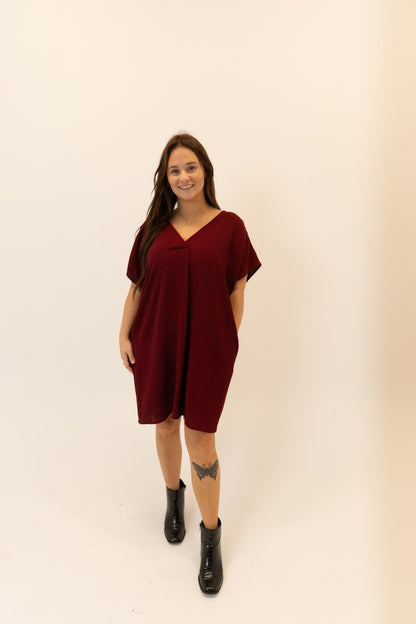 Short Sleeve V - Neck Mini Dress - Wild Azalea Boutique