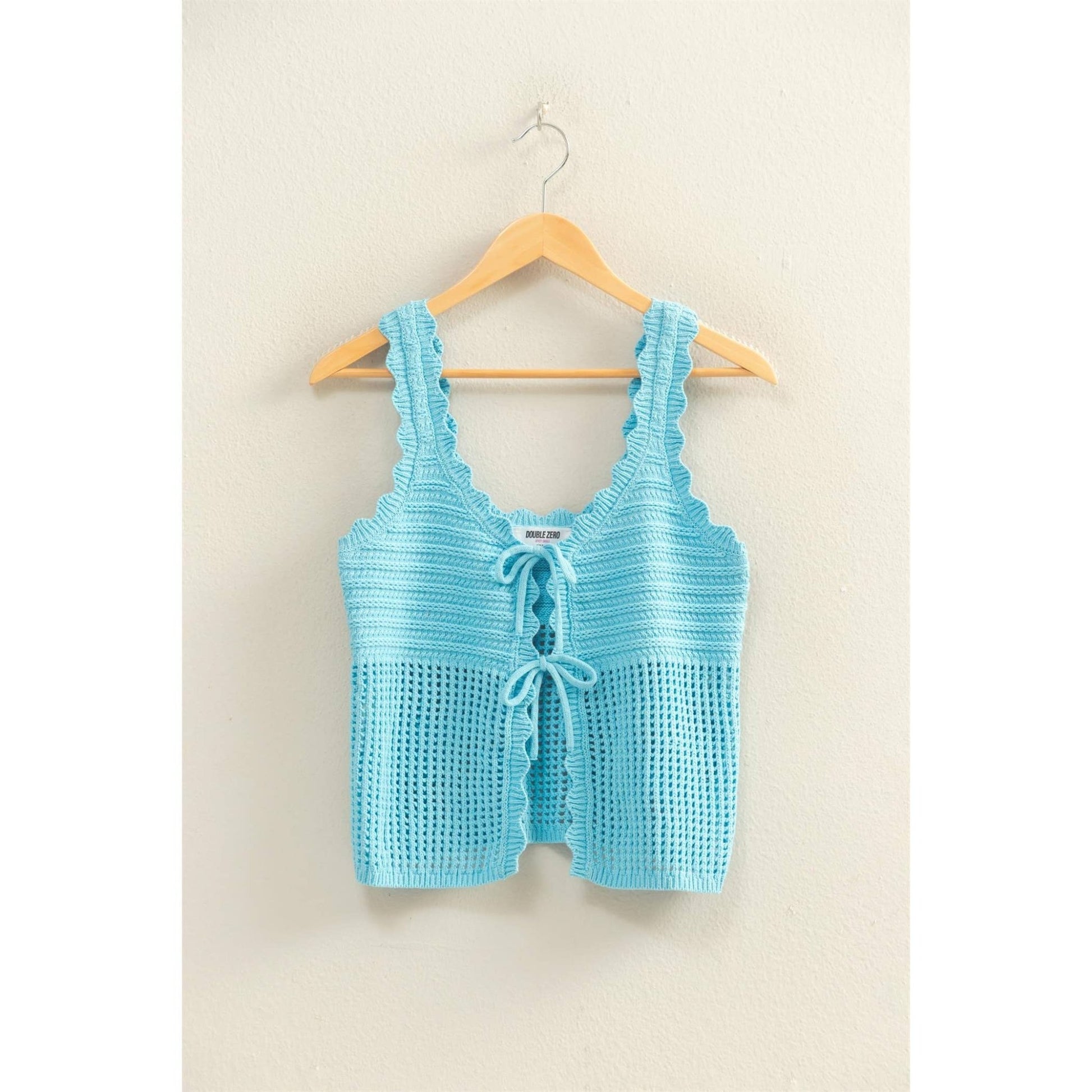 Sleeveless Open Knit Double Tie-Front Vest - Wild Azalea Boutique