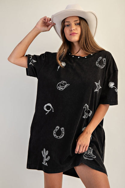 Soft Western Graphic T-Shirt Dress - Wild Azalea Boutique
