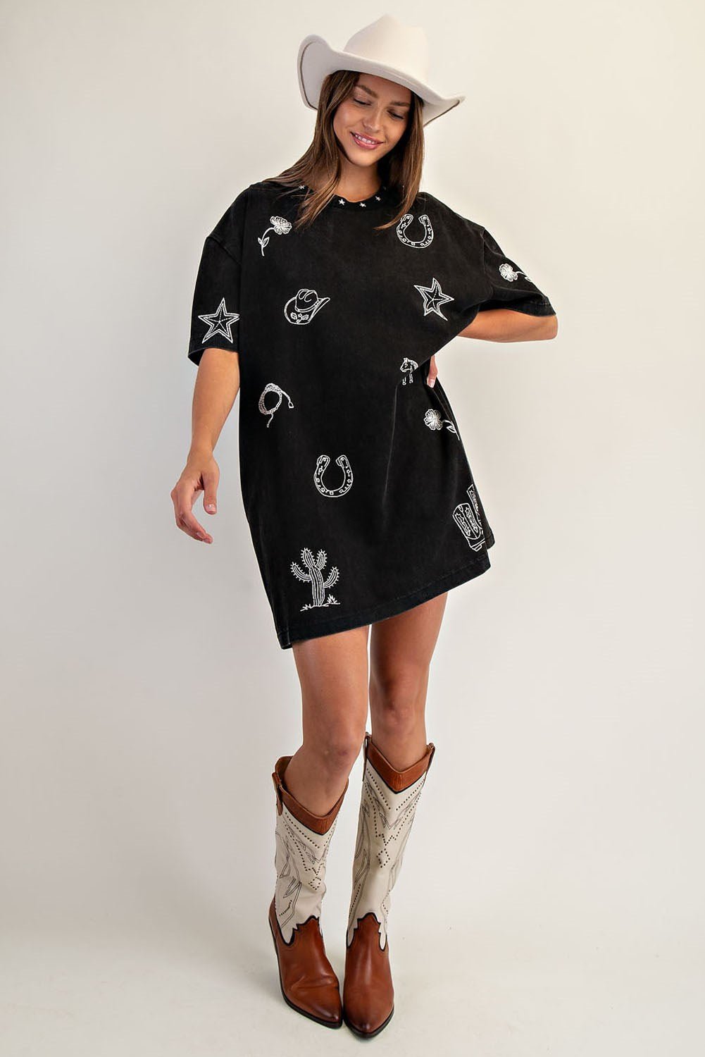 Soft Western Graphic T-Shirt Dress Wild Azalea Boutique Soft Western Graphic T-Shirt Dress Wild Azalea Boutique
