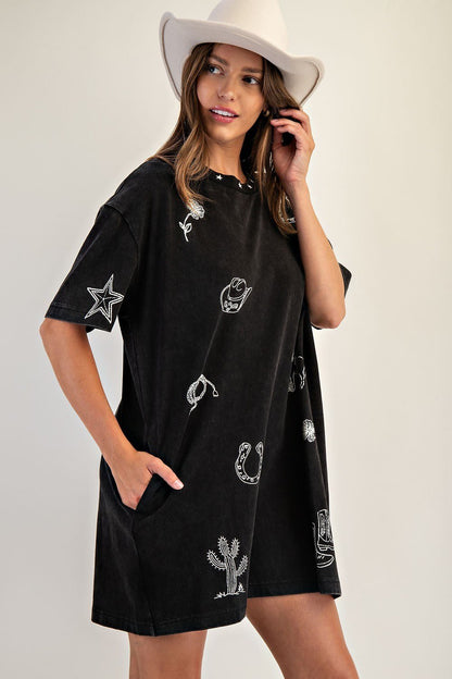 Soft Western Graphic T-Shirt Dress - Wild Azalea Boutique