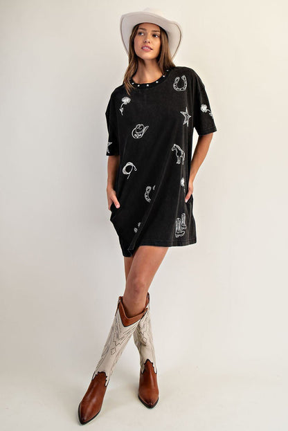 Soft Western Graphic T-Shirt Dress - Wild Azalea Boutique