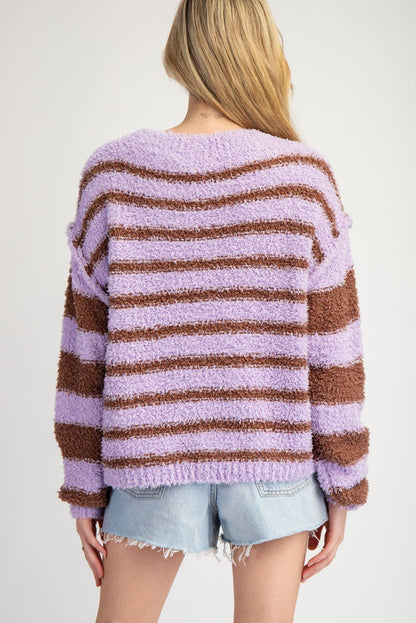Striped Round Neck Sweater - Wild Azalea Boutique