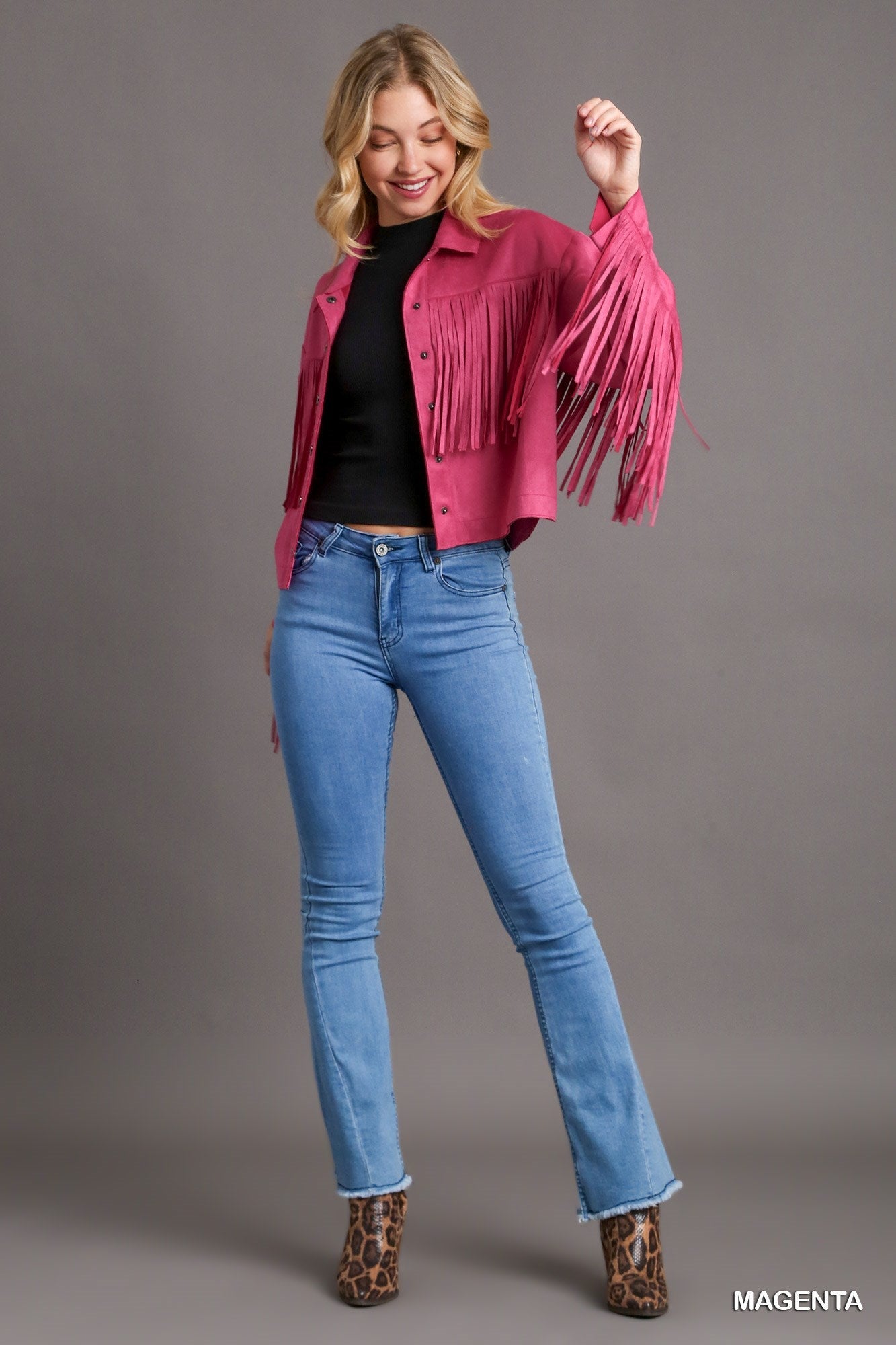 Suede Jacket with Fringe - Wild Azalea Boutique