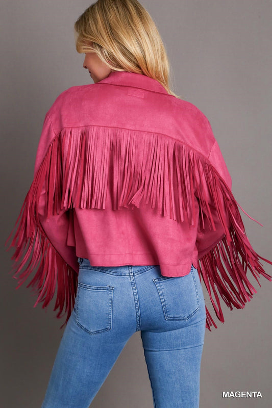 Suede Jacket with Fringe - Wild Azalea Boutique