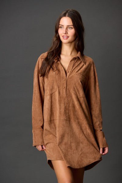Suede Long Sleeve Dress - Wild Azalea Boutique