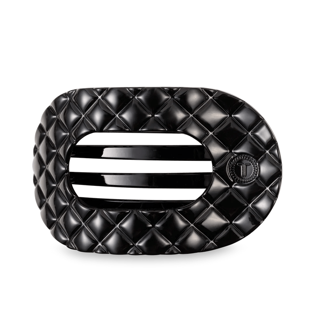 Teleties Jet Black Quilted Large Flat Round Hair Clip - Wild Azalea Boutique