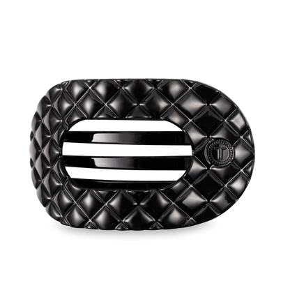 Teleties Jet Black Quilted Large Flat Round Hair Clip - Wild Azalea Boutique