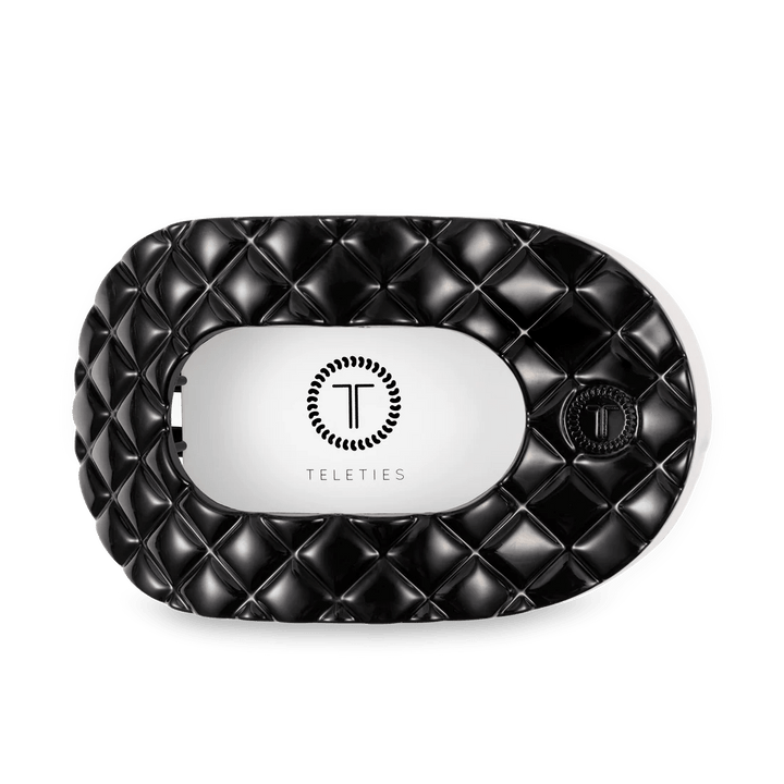 Teleties Jet Black Quilted Large Flat Round Hair Clip - Wild Azalea Boutique