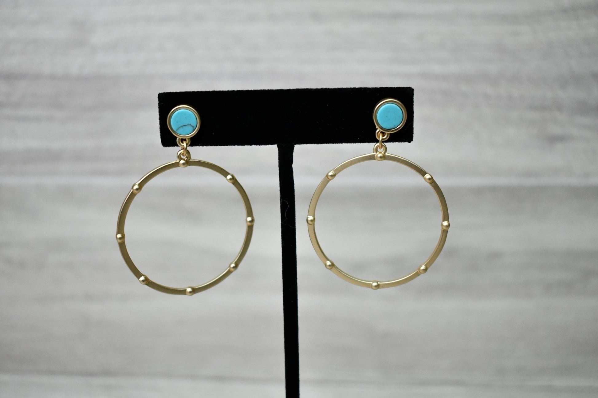 Turquoise and Gold Hoop Earrings - Wild Azalea Boutique