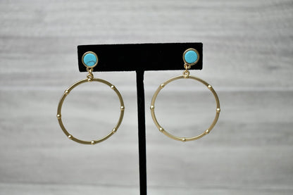 Turquoise and Gold Hoop Earrings - Wild Azalea Boutique