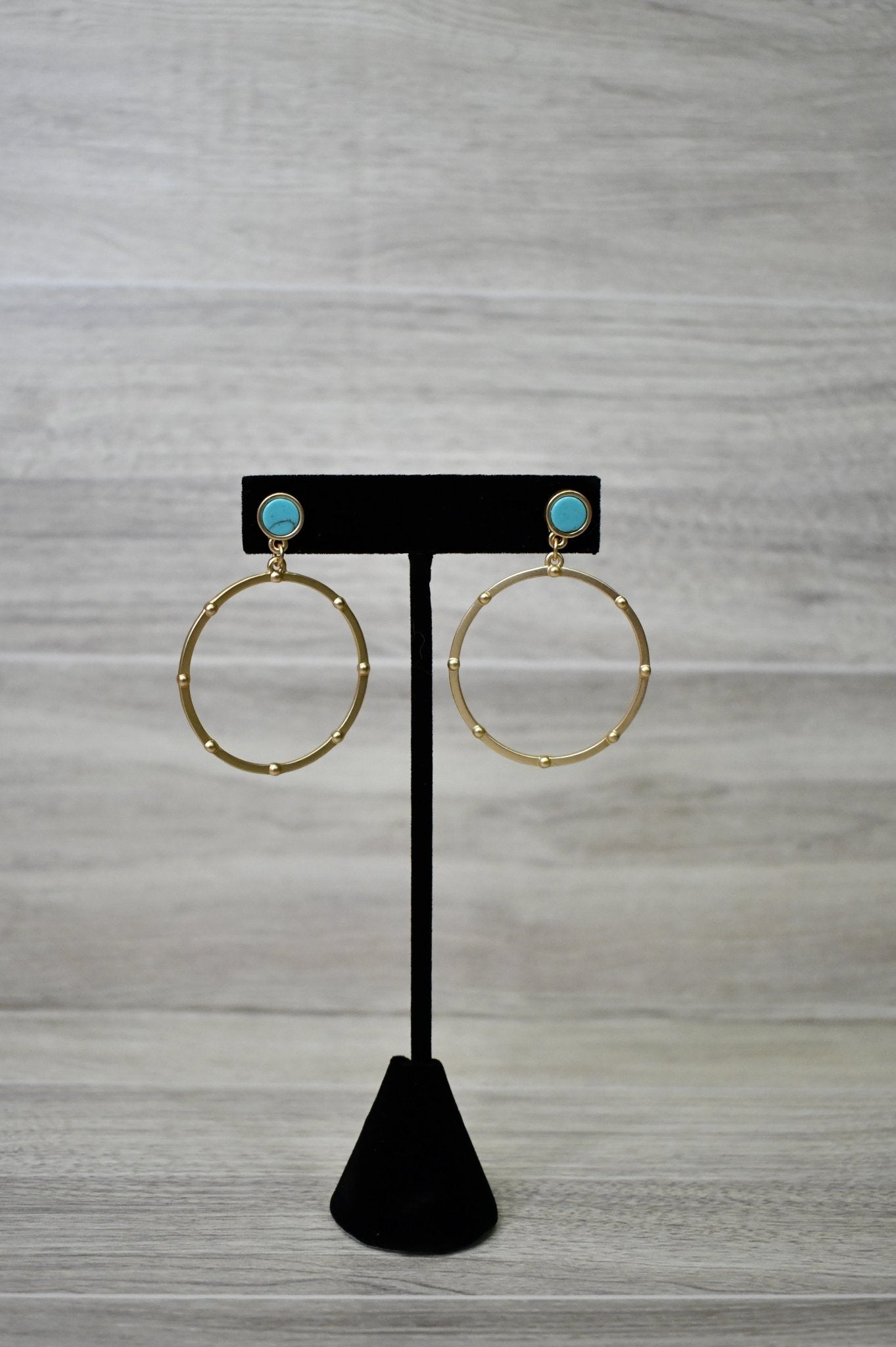 Turquoise and Gold Hoop Earrings - Wild Azalea Boutique