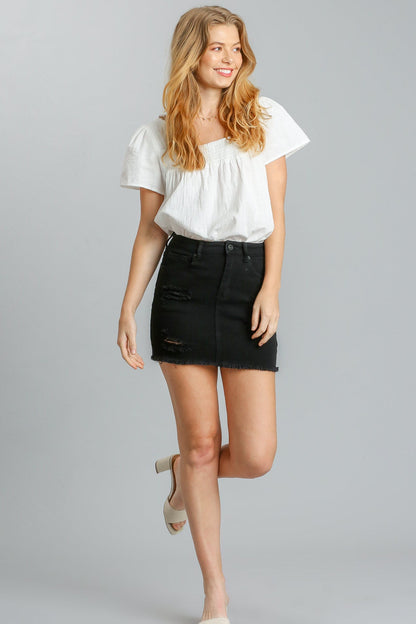 Umgee Black Denim Mini Skirt - Wild Azalea Boutique