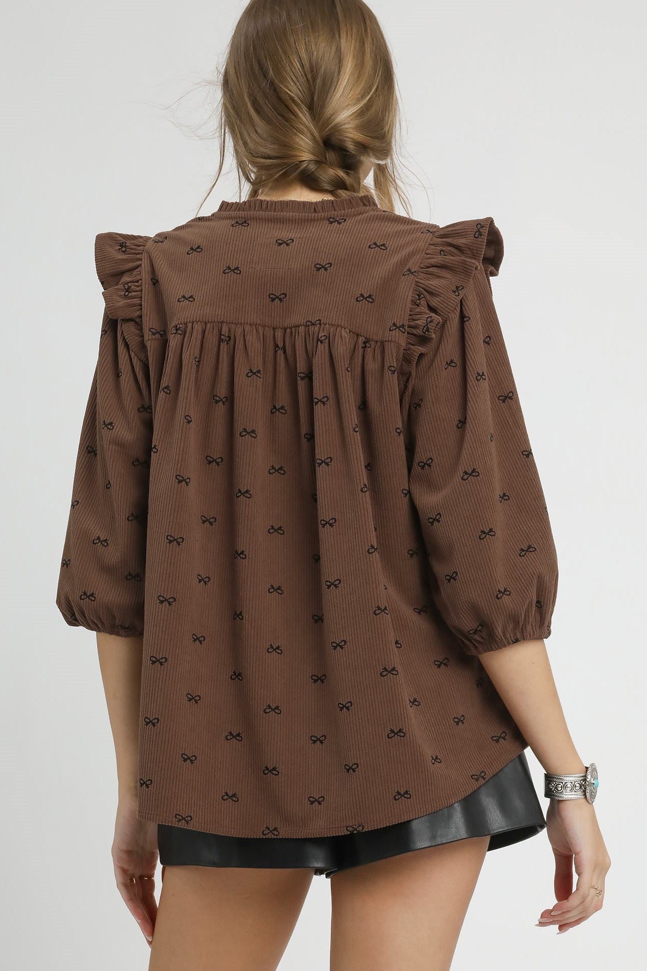 Umgee Bow Smocked Babydoll Top - Wild Azalea Boutique