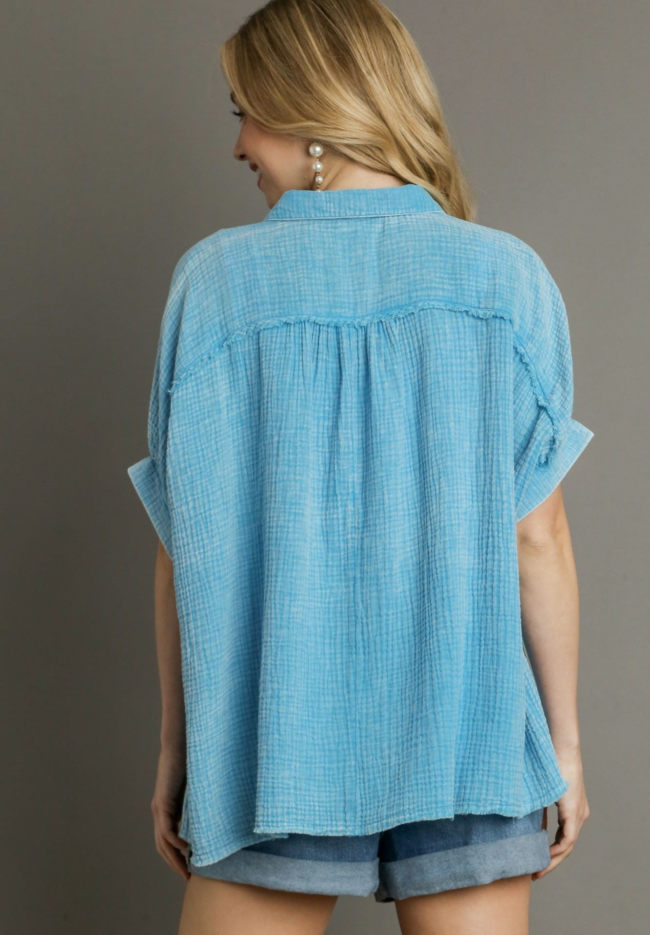 Umgee Cotton Mineral Wash Button Down - Wild Azalea Boutique