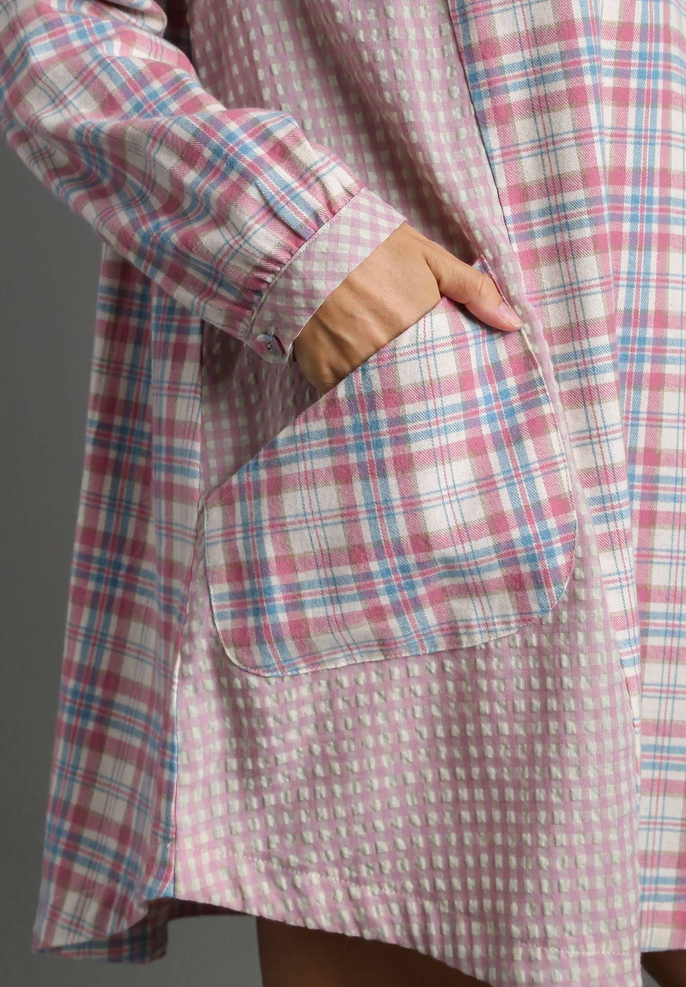 Umgee Flannel Dress - Wild Azalea Boutique