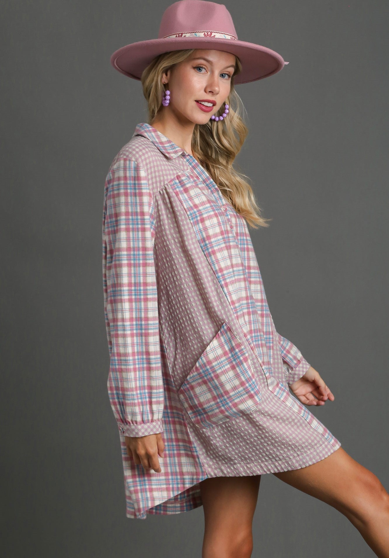 Umgee Flannel Dress - Wild Azalea Boutique