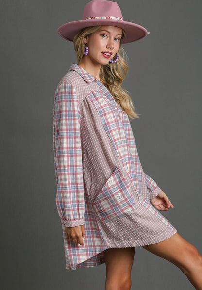 Umgee Flannel Dress - Wild Azalea Boutique
