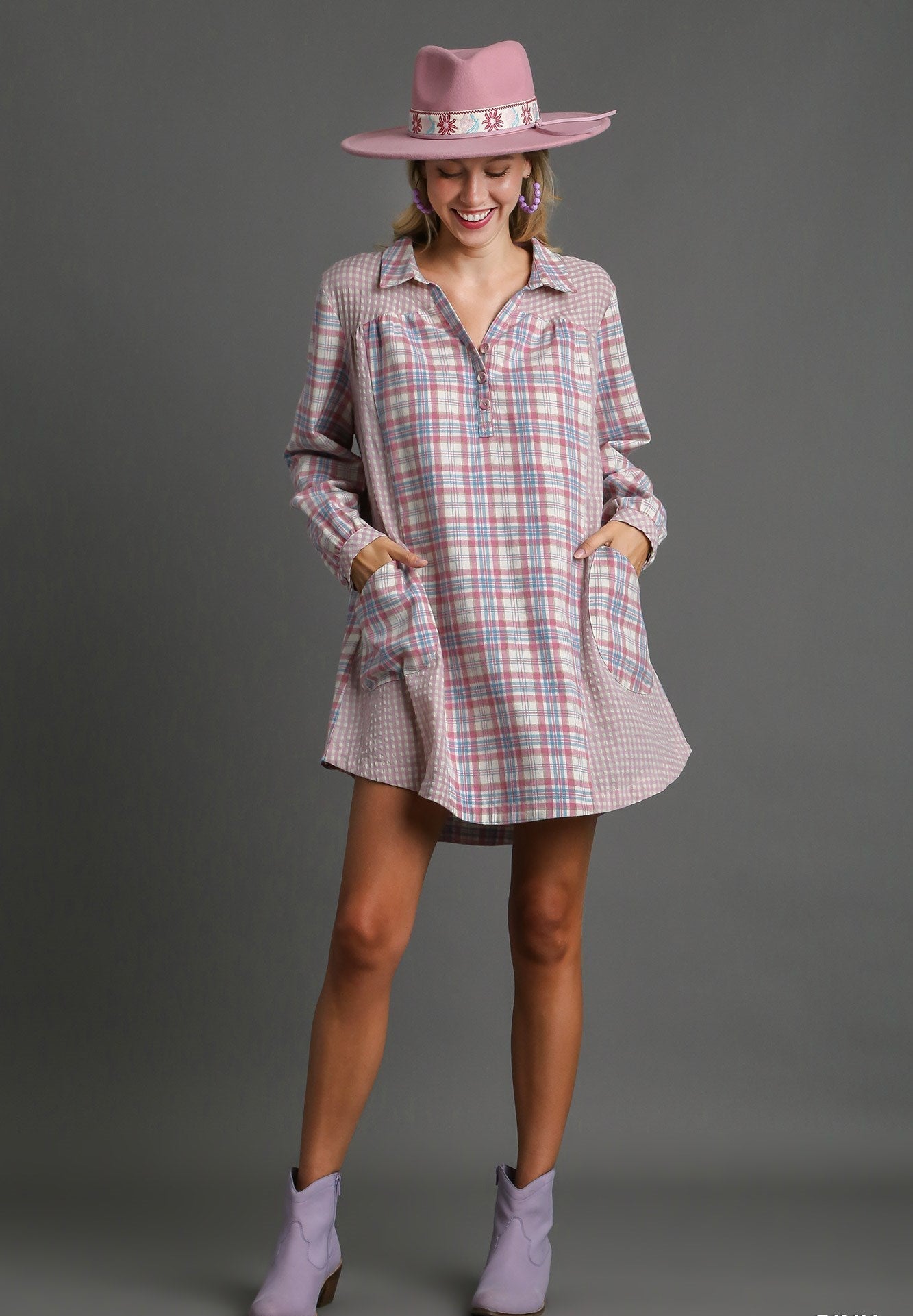 Umgee Flannel Dress - Wild Azalea Boutique