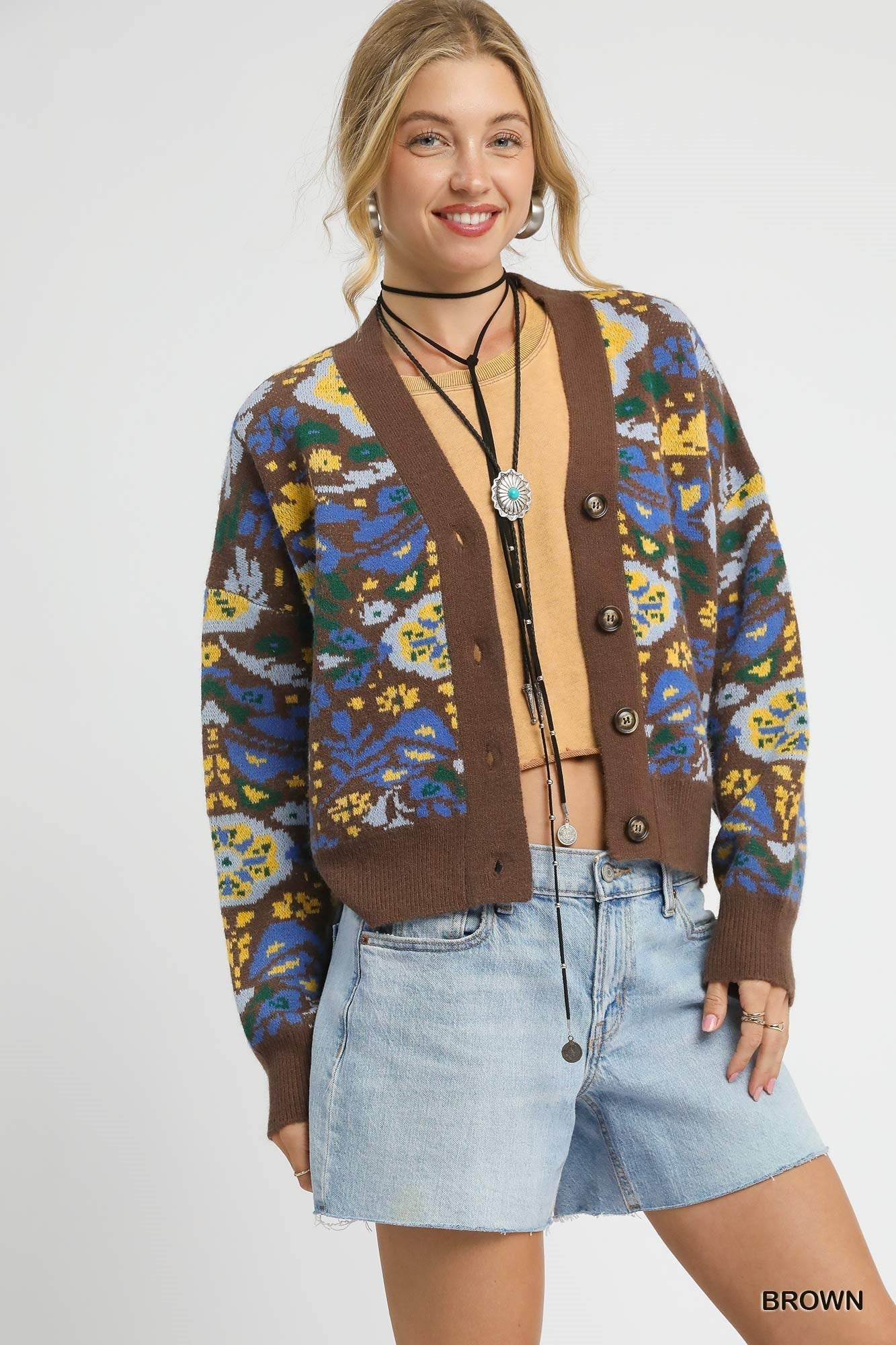 Umgee Floral Cropped Button Up Cardigan - Wild Azalea Boutique