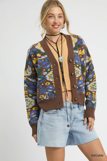Umgee Floral Cropped Button Up Cardigan - Wild Azalea Boutique