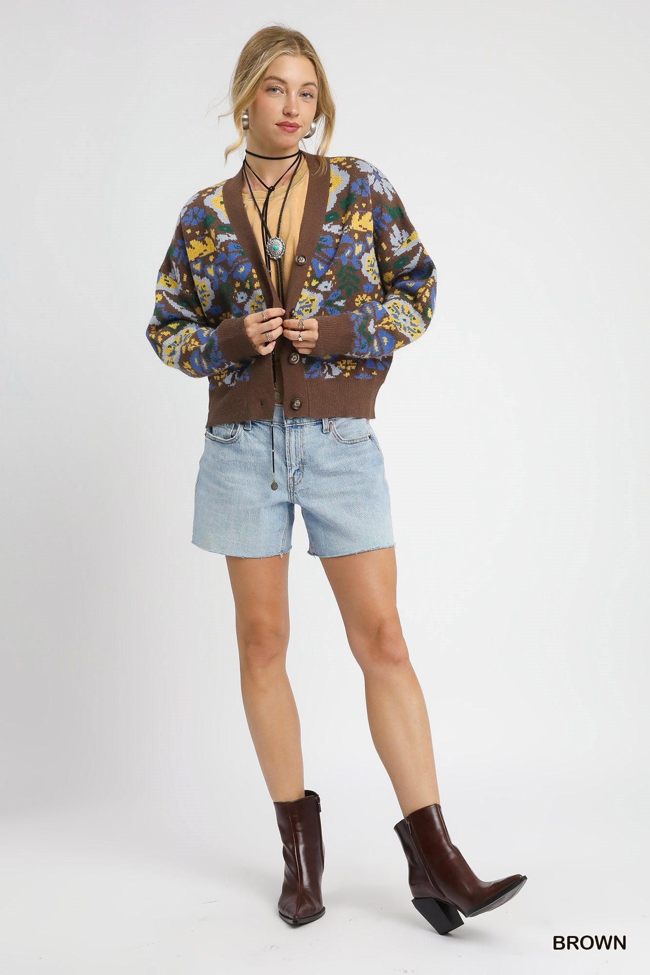 Umgee Floral Cropped Button Up Cardigan - Wild Azalea Boutique
