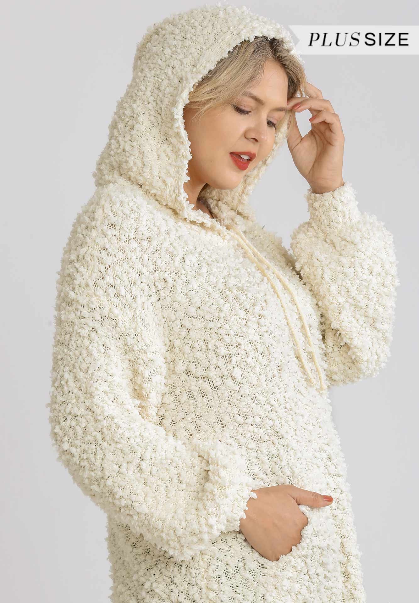 Umgee Fuzzy Long Sleeve Hooded Pullover Sweater - Wild Azalea Boutique